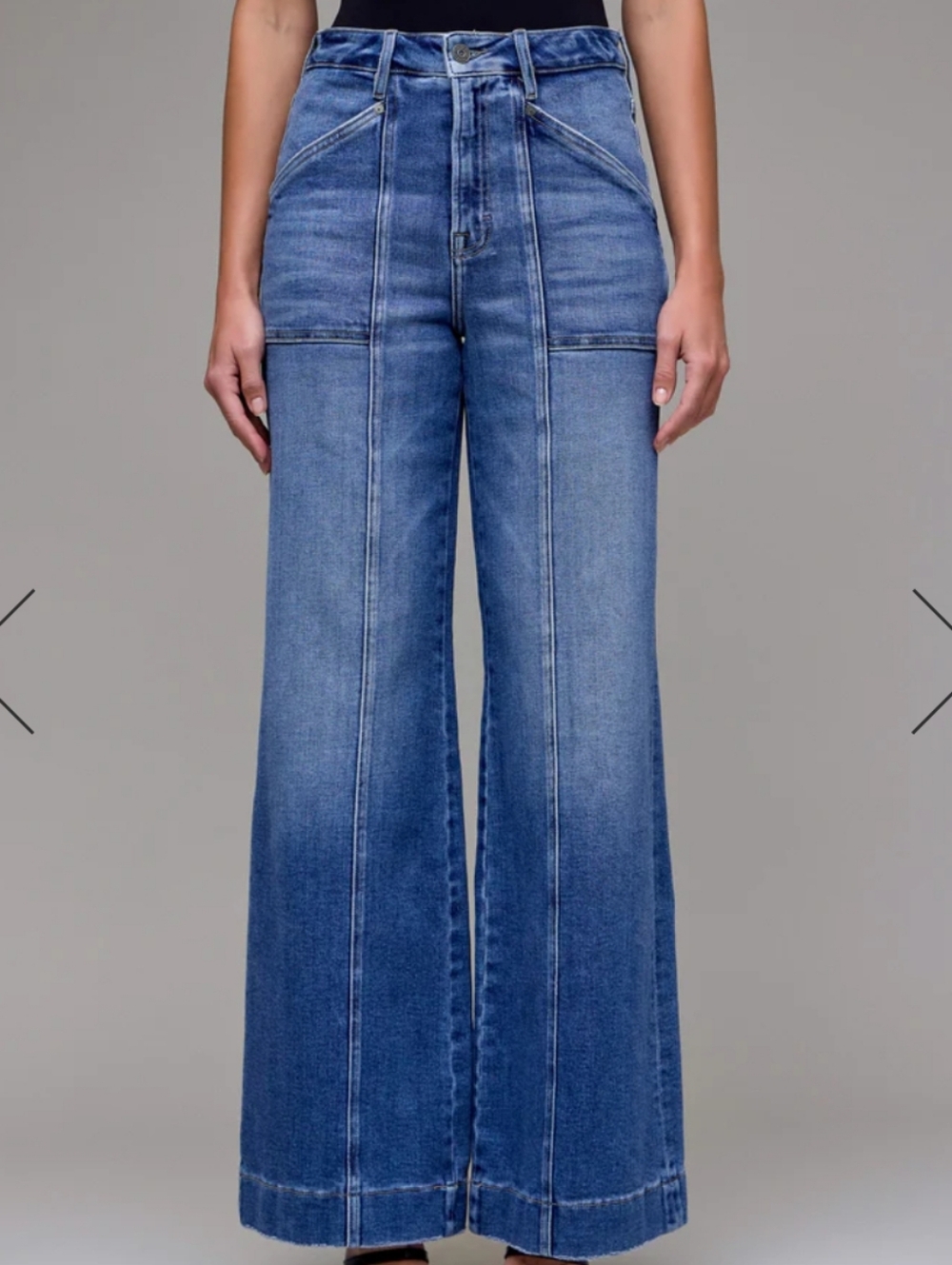 High-Waist Wide Leg Denim Jeans - Blue